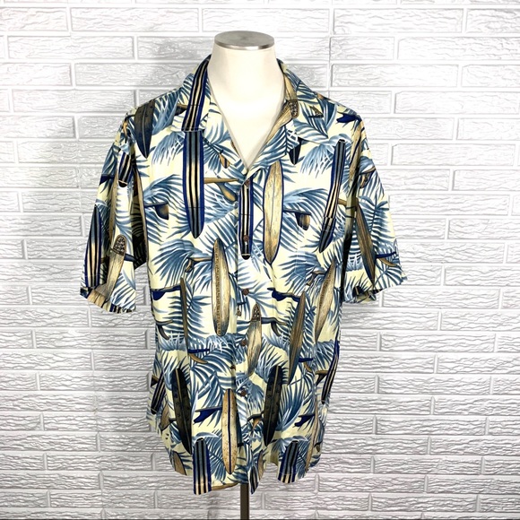 Vintage Other - Vintage RJC Mens Hawaiian Surf Boards Leaf Shirt